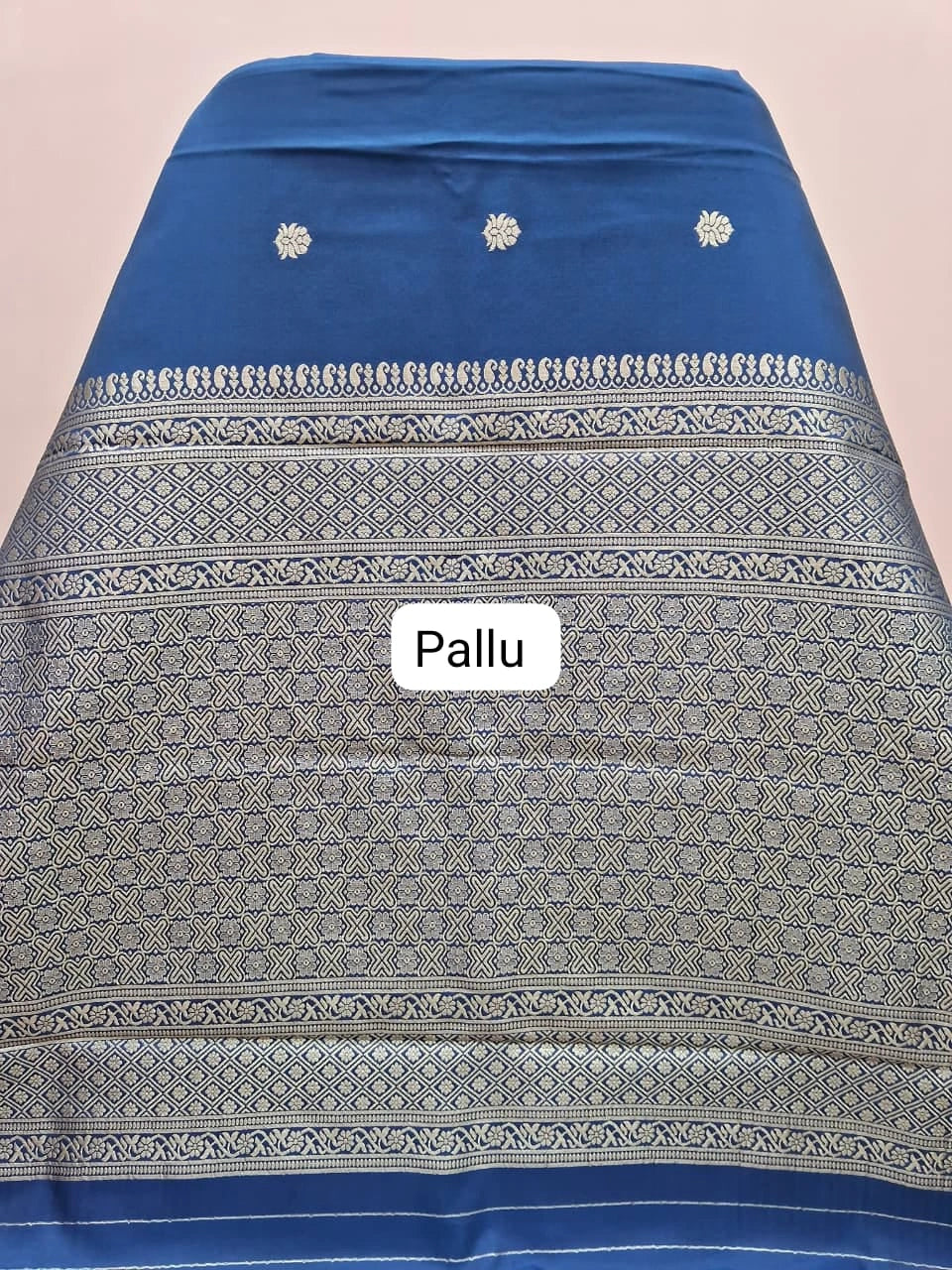 Navy blue soft silk saree pallu