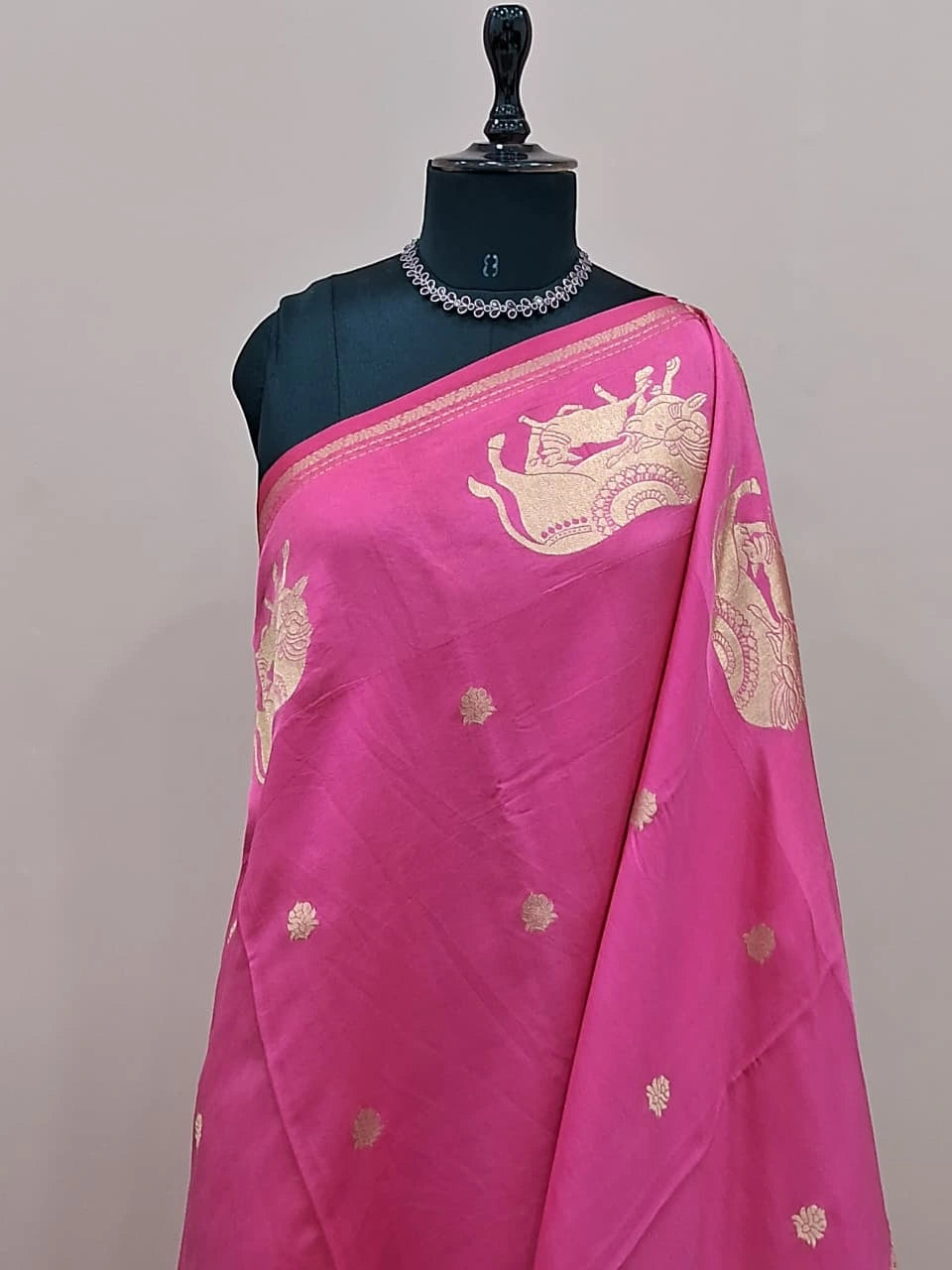 Pink soft silk saree 1