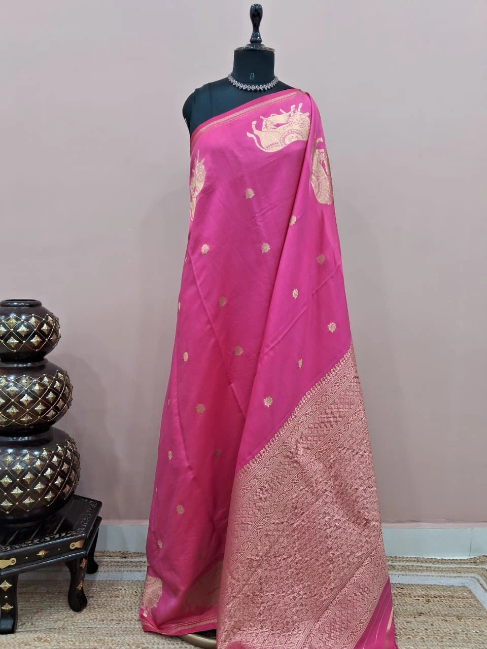 Pink soft silk saree 