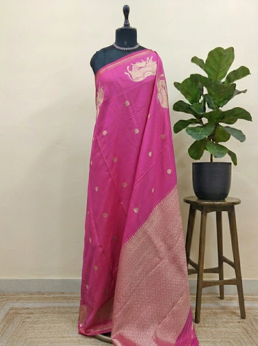 Pink soft silk saree 