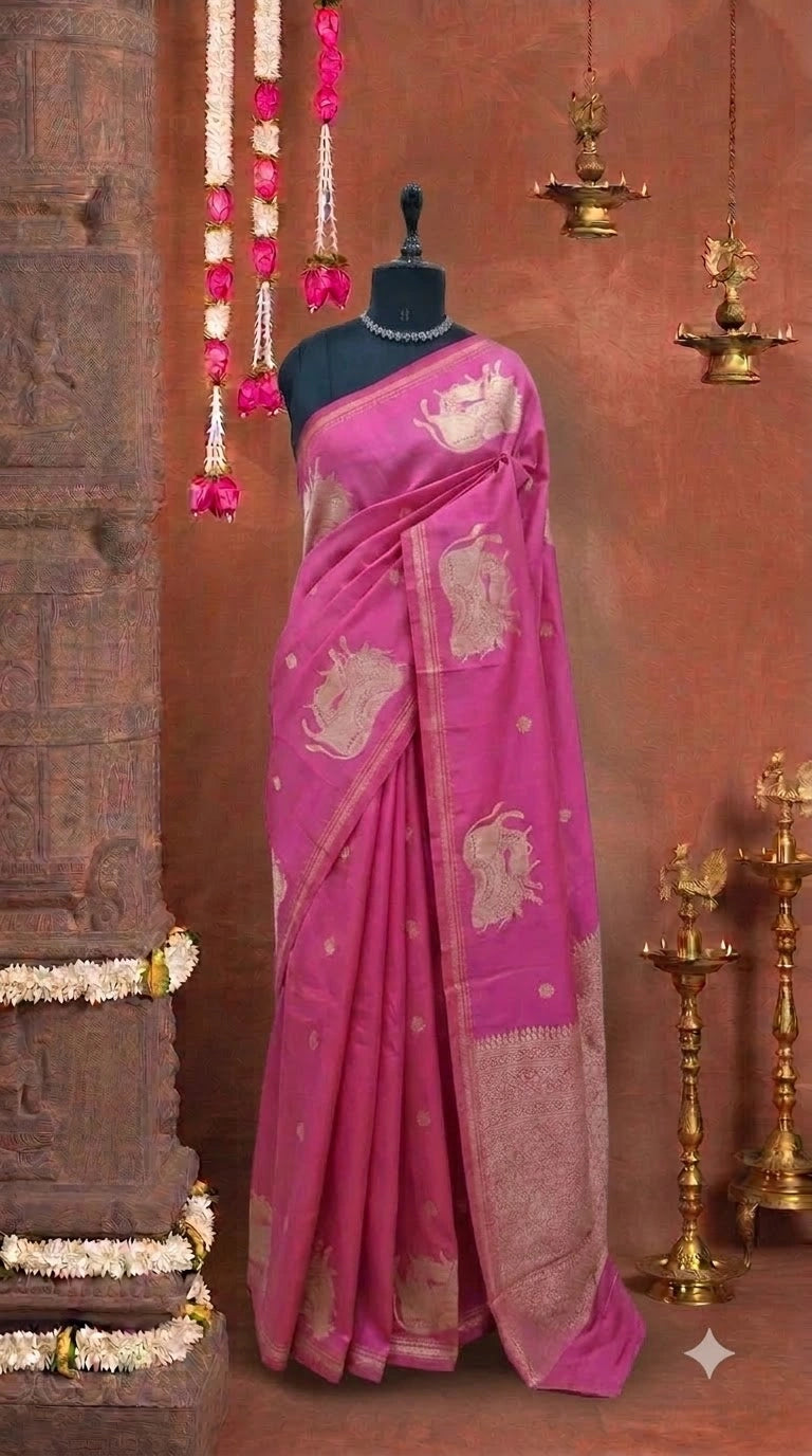 Pink soft silk saree 