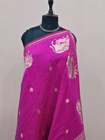 Pure Rani pink soft silk saree 1