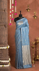 Baby blue soft silk saree 