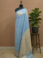 Baby blue soft silk saree 