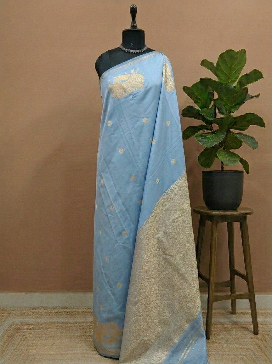Baby blue soft silk saree 