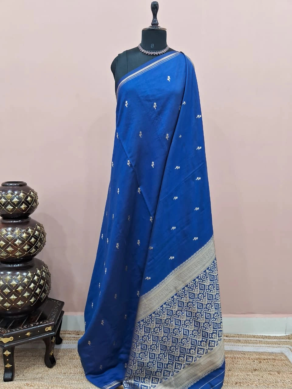 Navy blue soft silk saree 