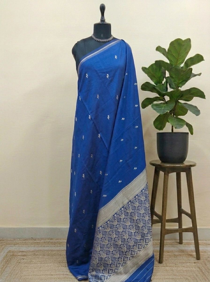 Navy blue soft silk saree 