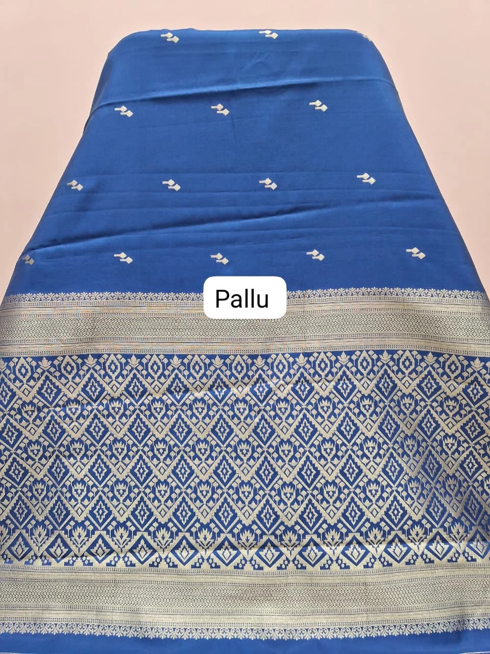 Navy blue soft silk saree pallu