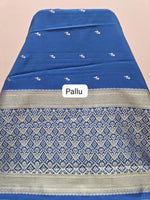 Navy blue soft silk saree pallu