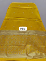 Mango yellow soft silk saree pallu