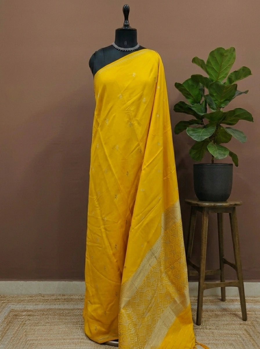 Mango yellow soft silk saree 