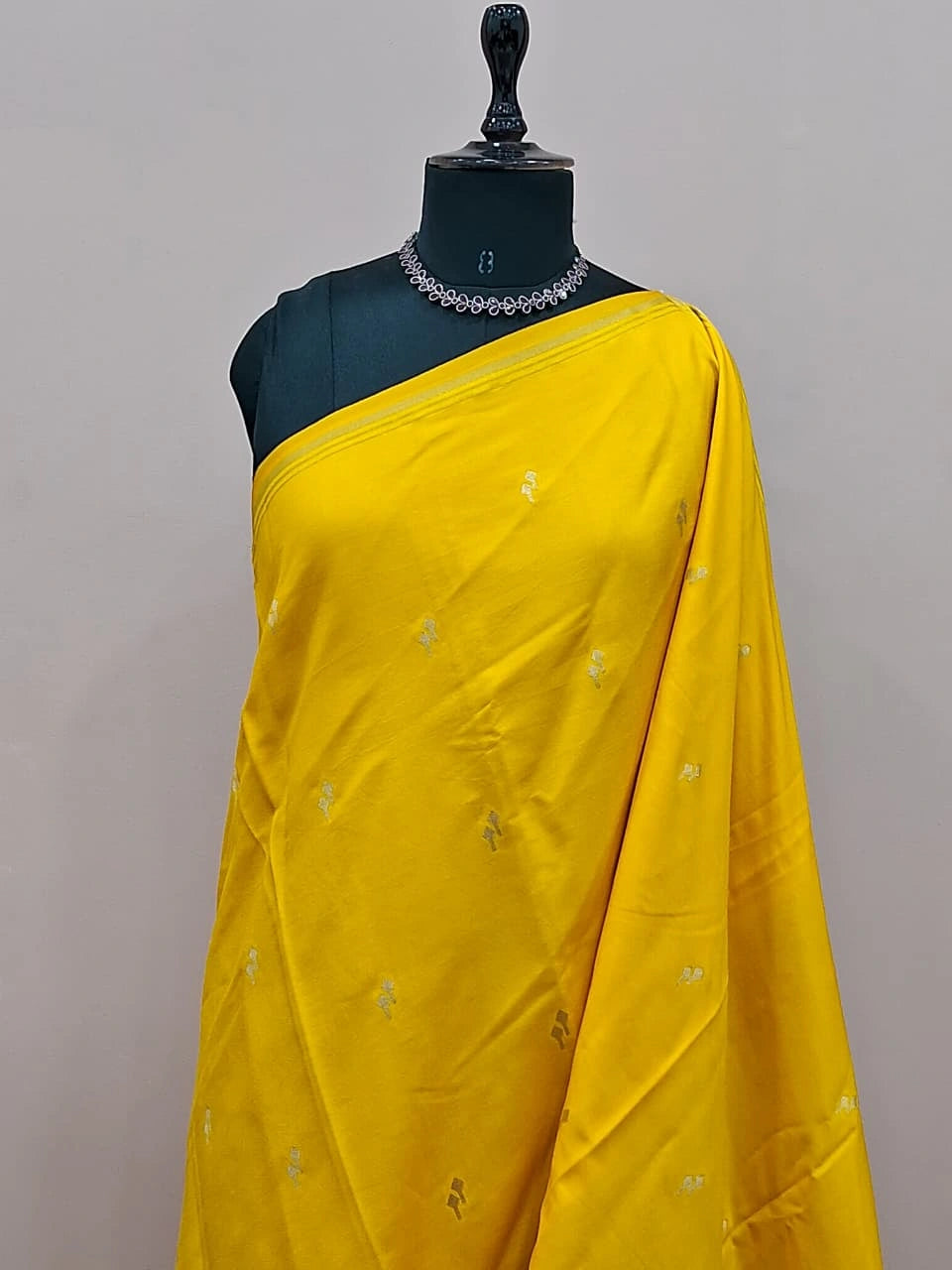 Mango yellow soft silk saree 1