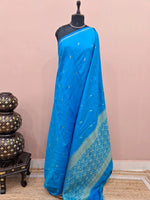 Caribbean blue soft silk saree 