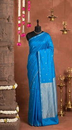Caribbean blue soft silk saree 