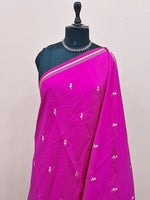 Rani pink soft silk saree 1