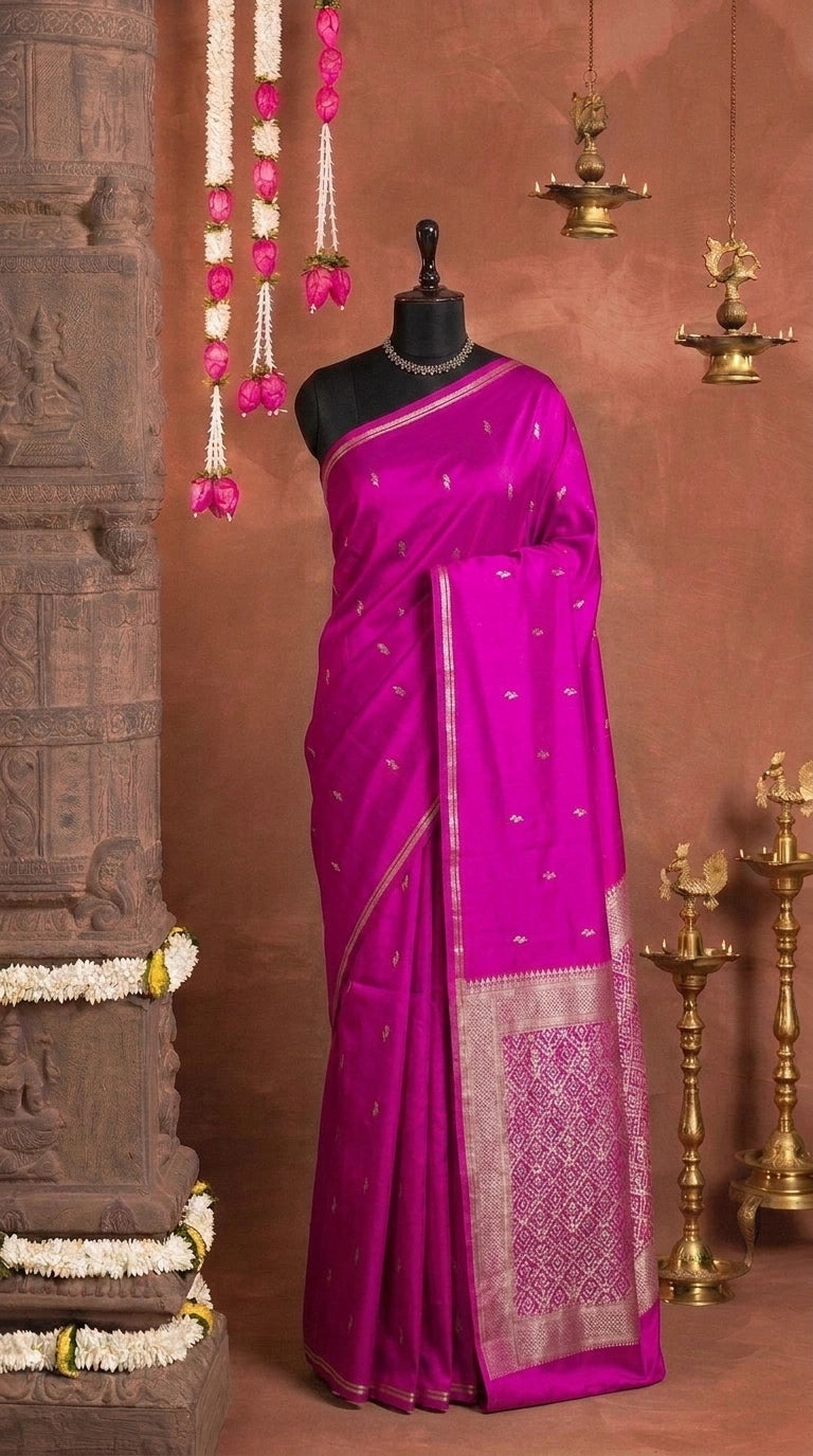 Rani pink soft silk saree 