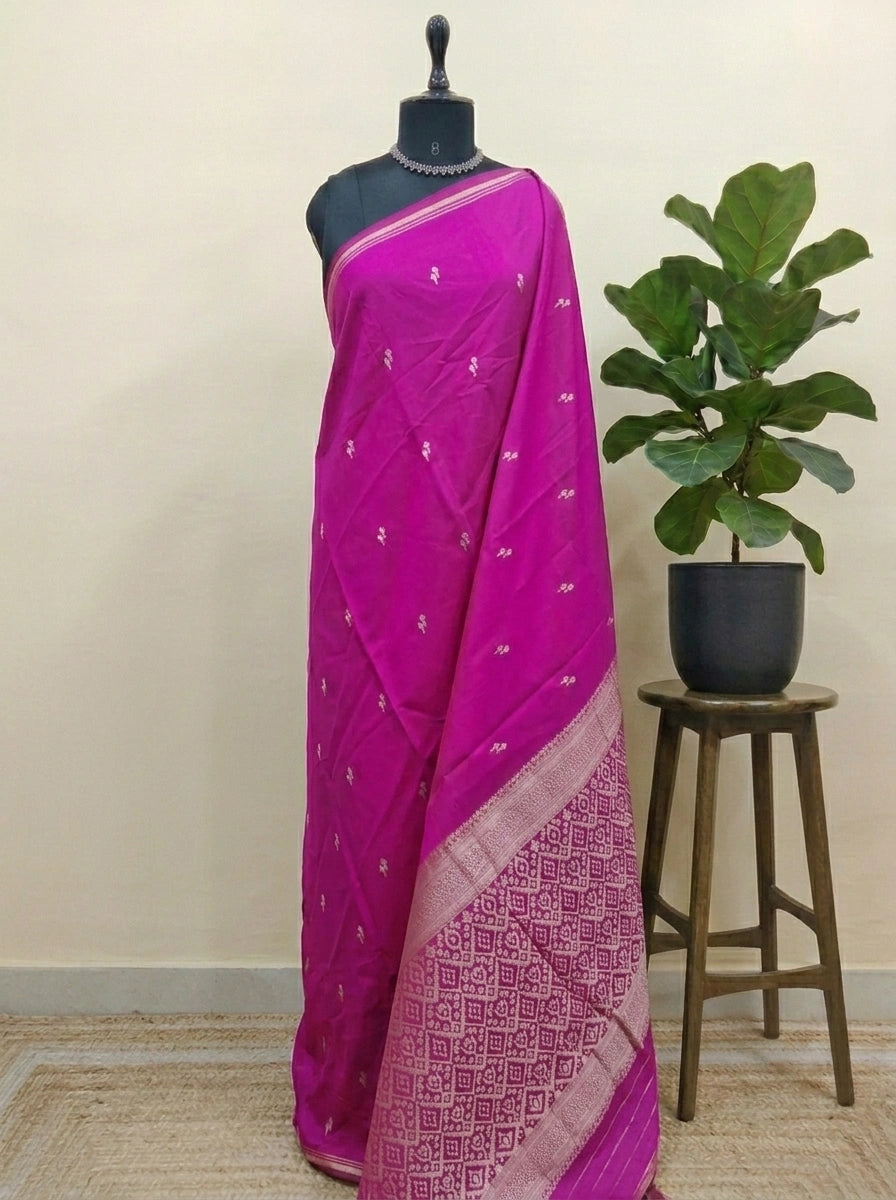 Rani pink soft silk saree 