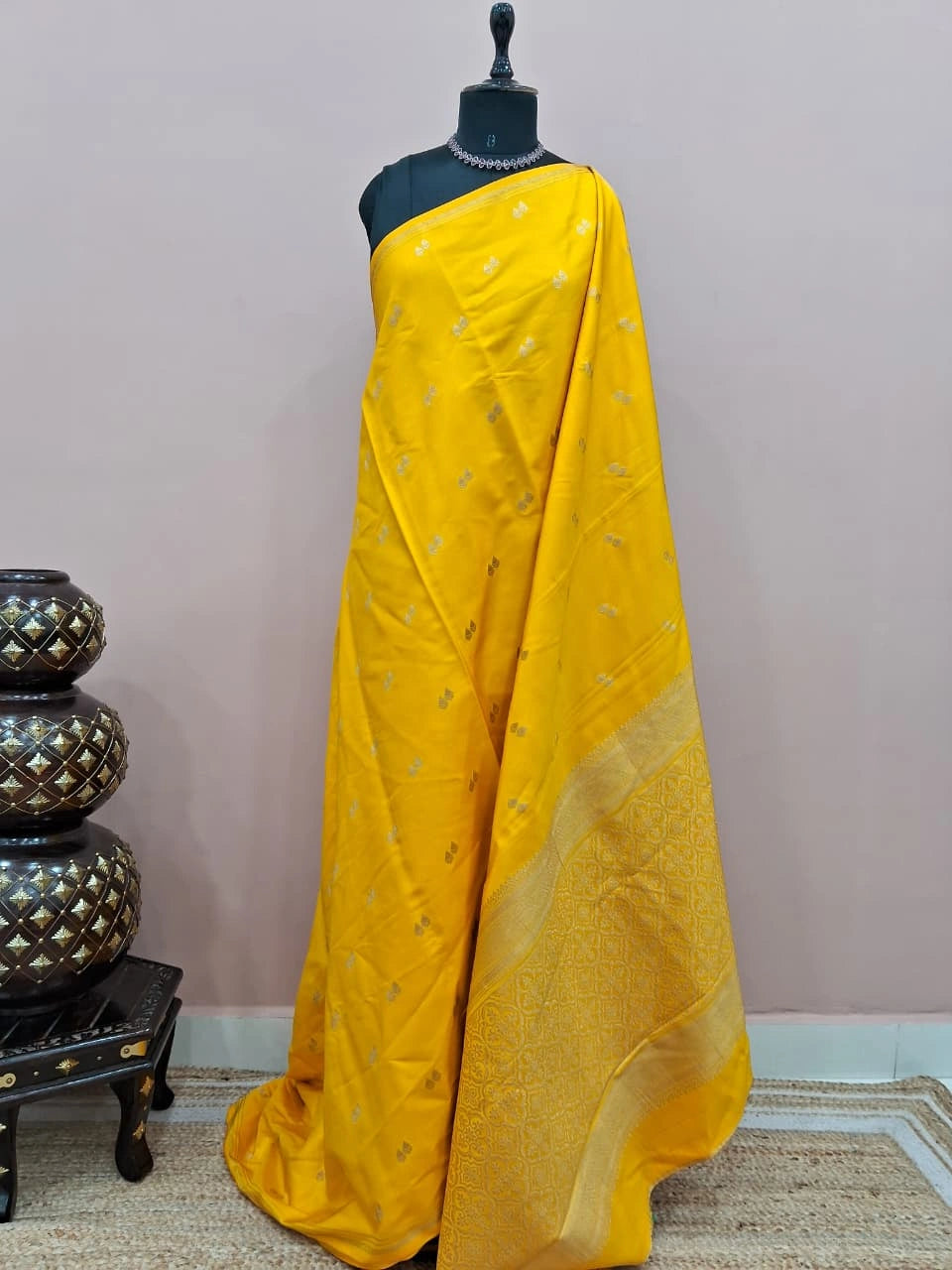 Yellow soft silk saree 