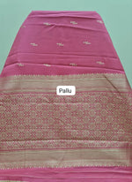 Pink soft silk saree Adorned with Zari pallu
