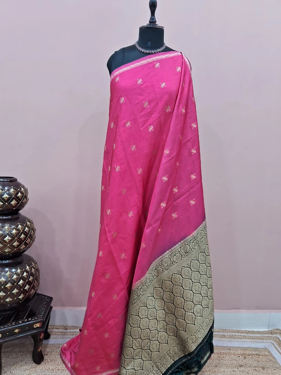 Dark pink soft silk saree 