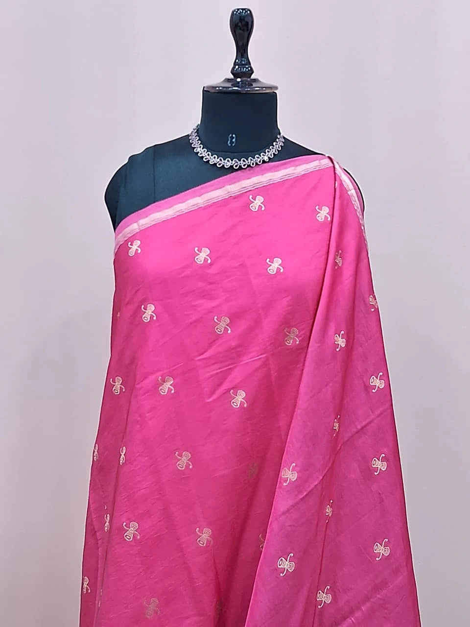 Dark pink soft silk saree 1