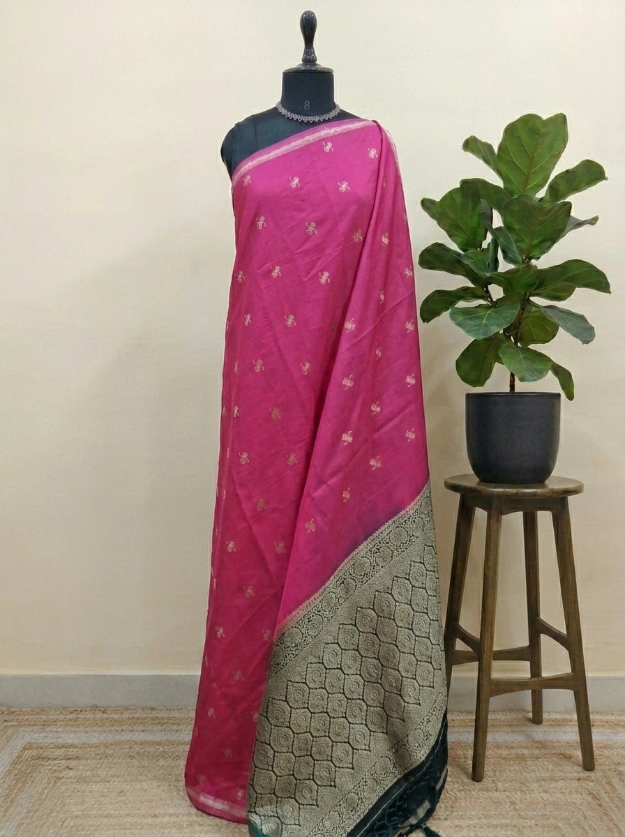 Dark pink soft silk saree 
