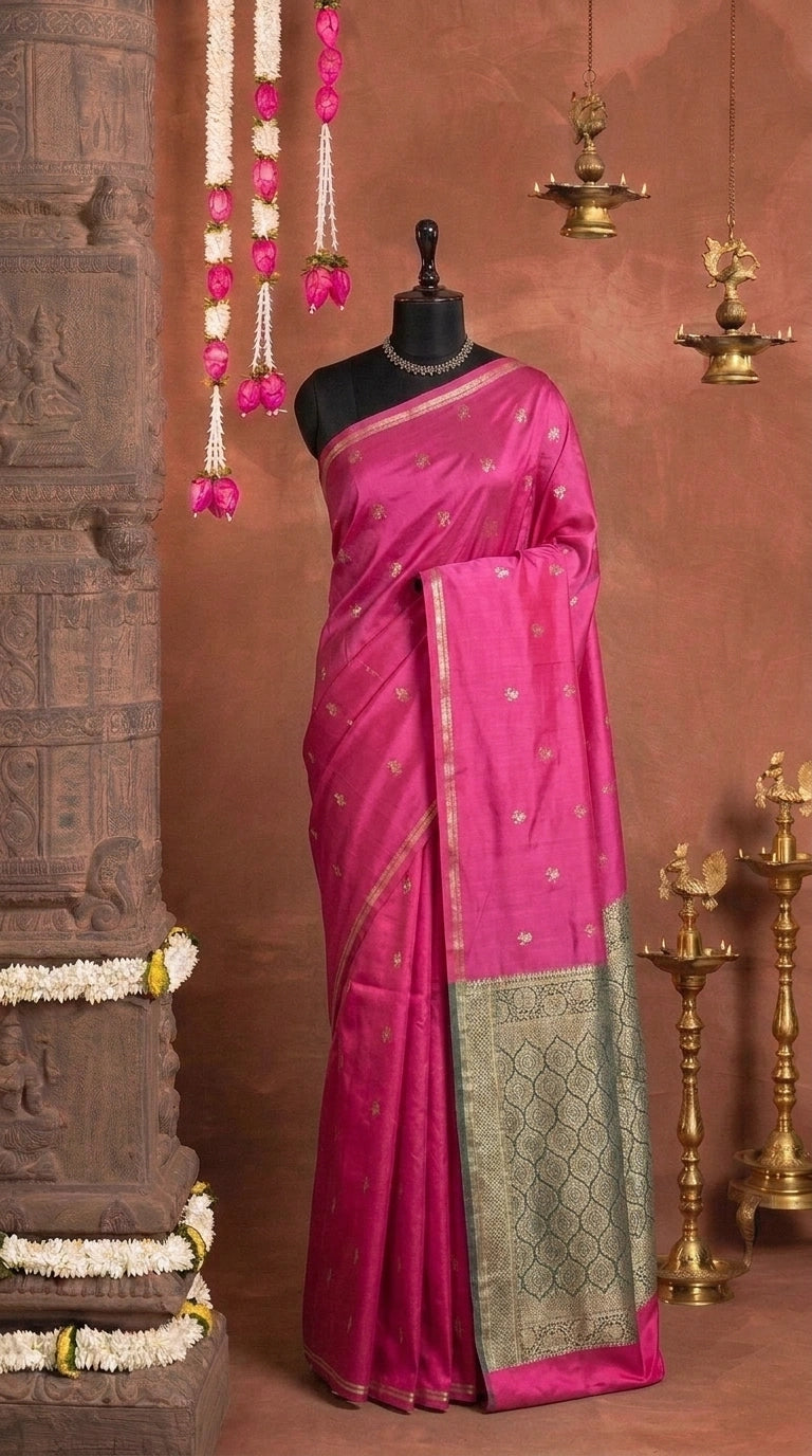 Dark pink soft silk saree 