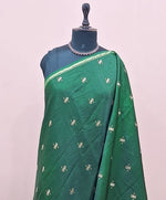 Bottle green soft silk saree 1