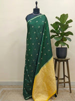 Bottle green soft silk saree 