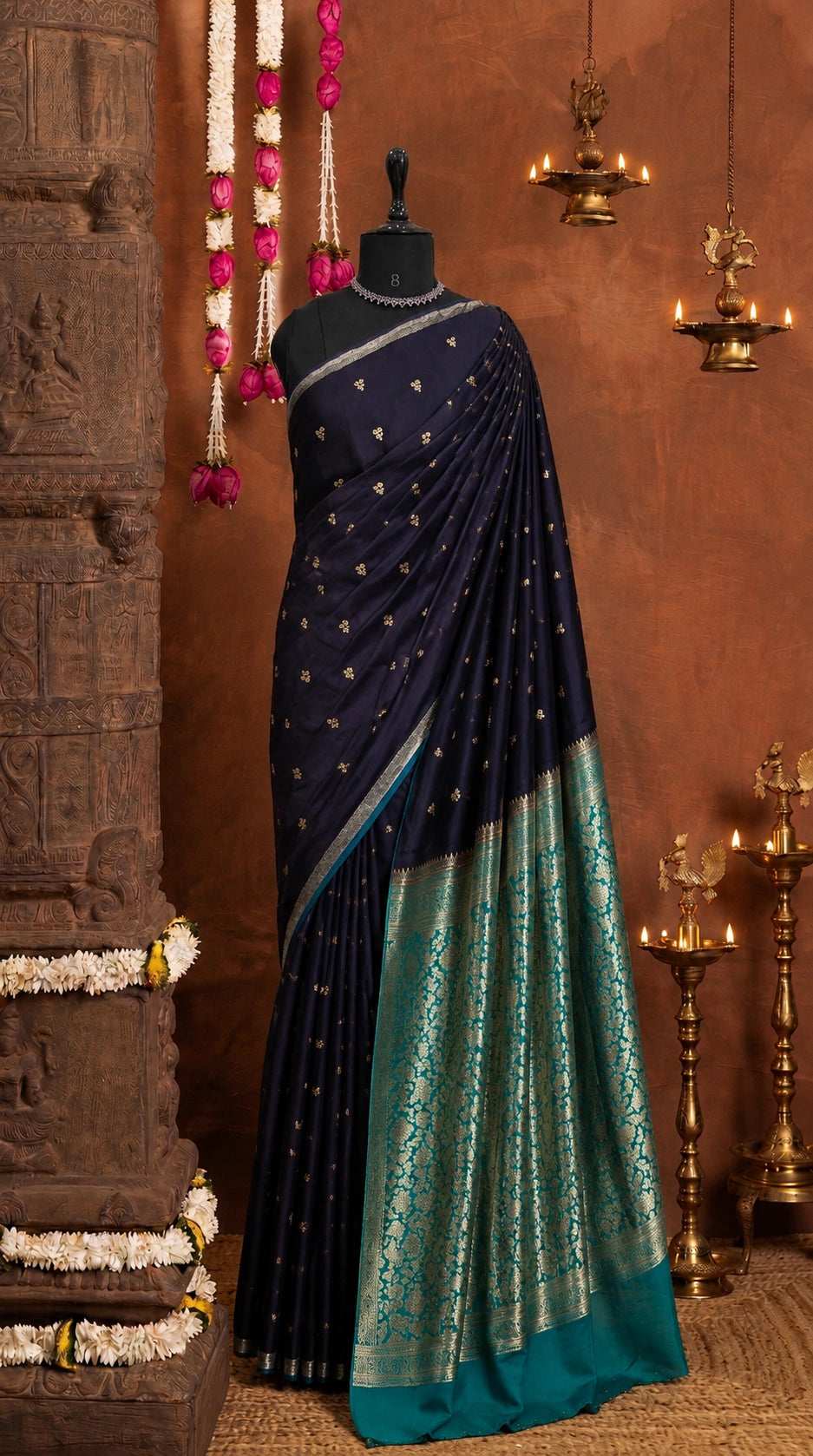 Ink blue soft silk saree 