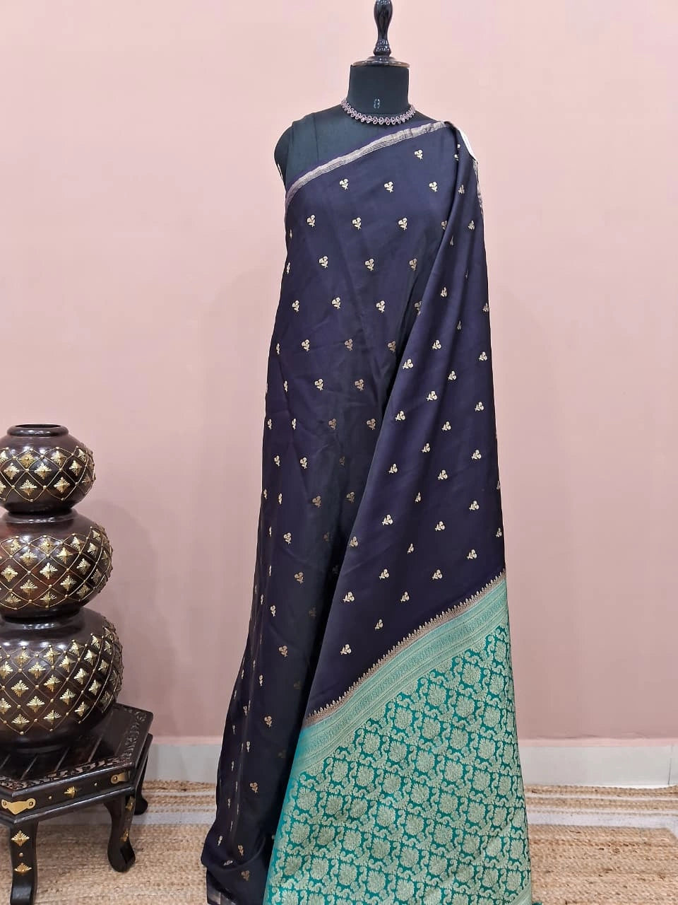 Ink blue soft silk saree 