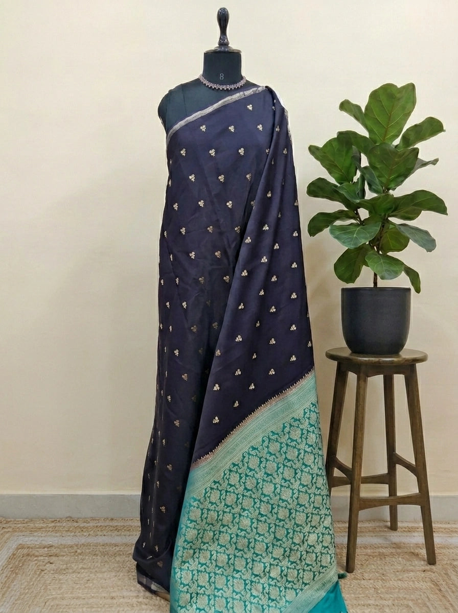 Ink blue soft silk saree 