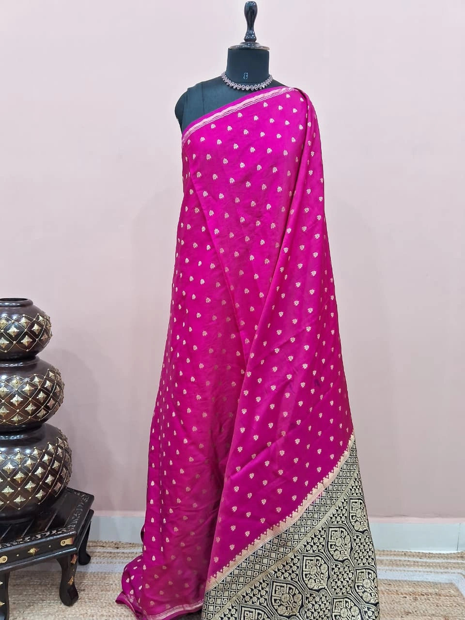 Dark pink soft silk saree 