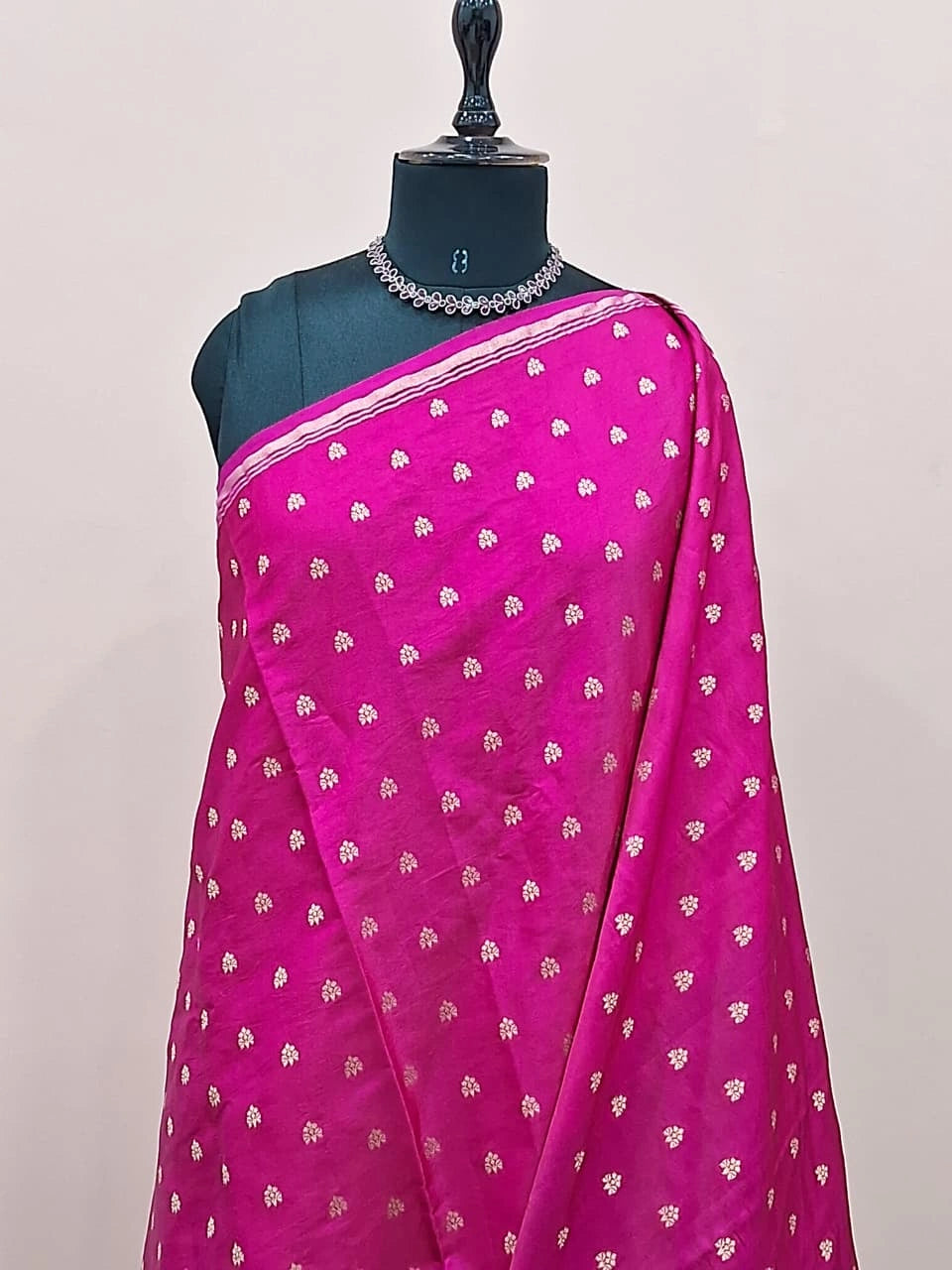 Dark pink soft silk saree 1