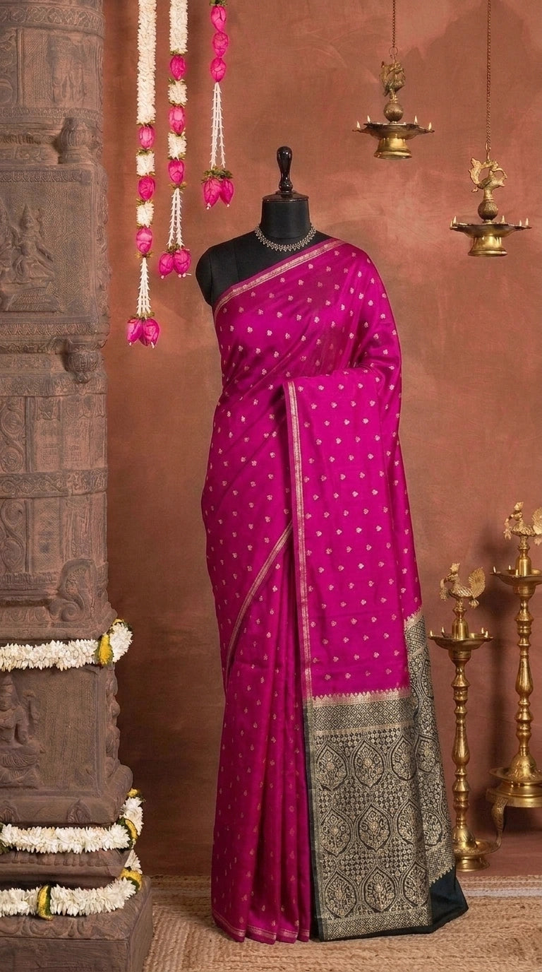 Dark pink soft silk saree 