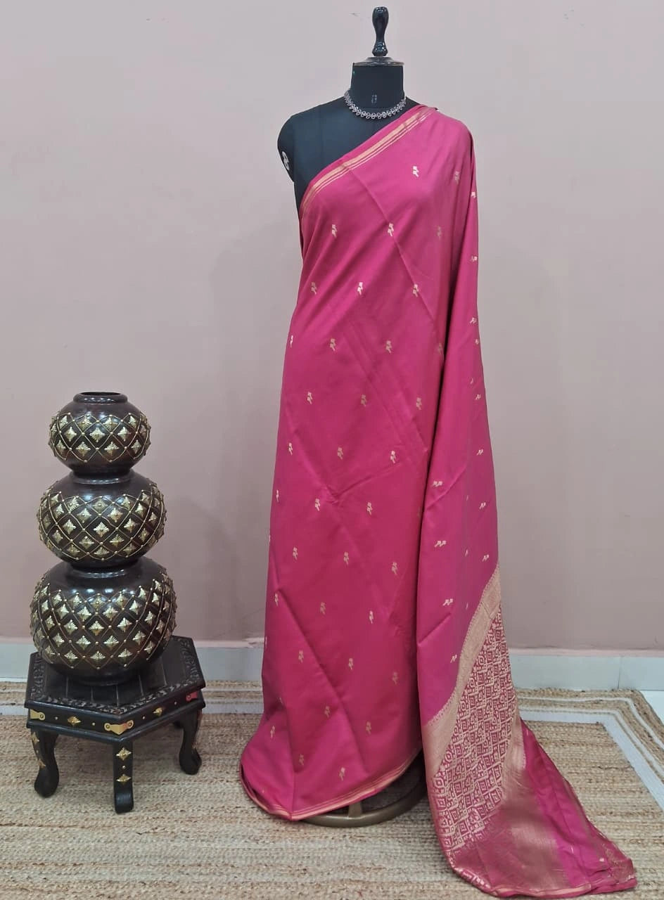 Fuchsia Pink Soft Silk Saree