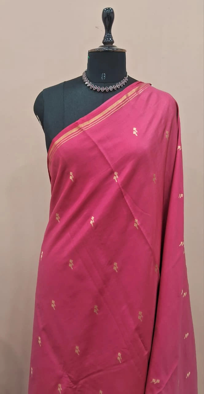 Fuchsia Pink Soft Silk Saree 1