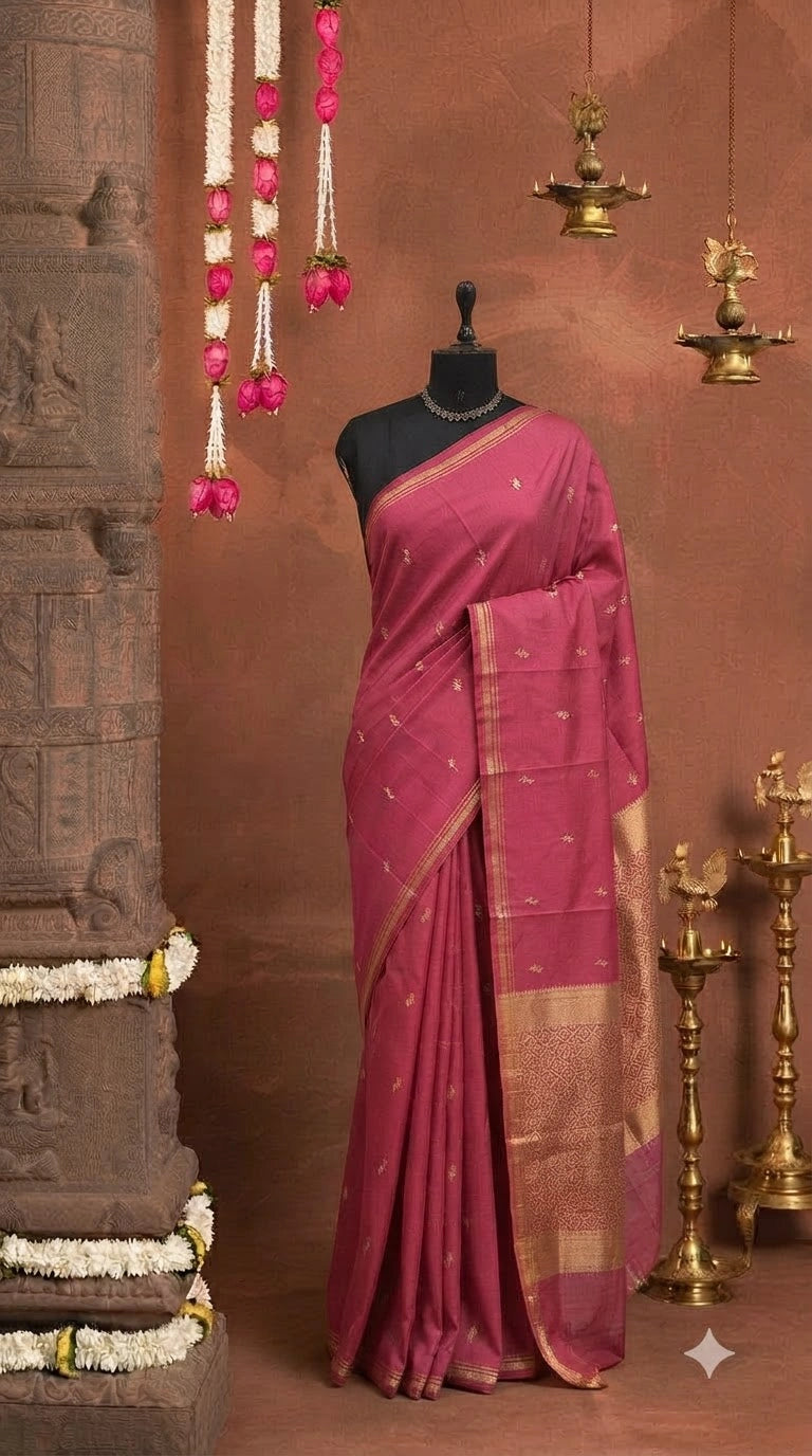 Fuchsia Pink Soft Silk Saree