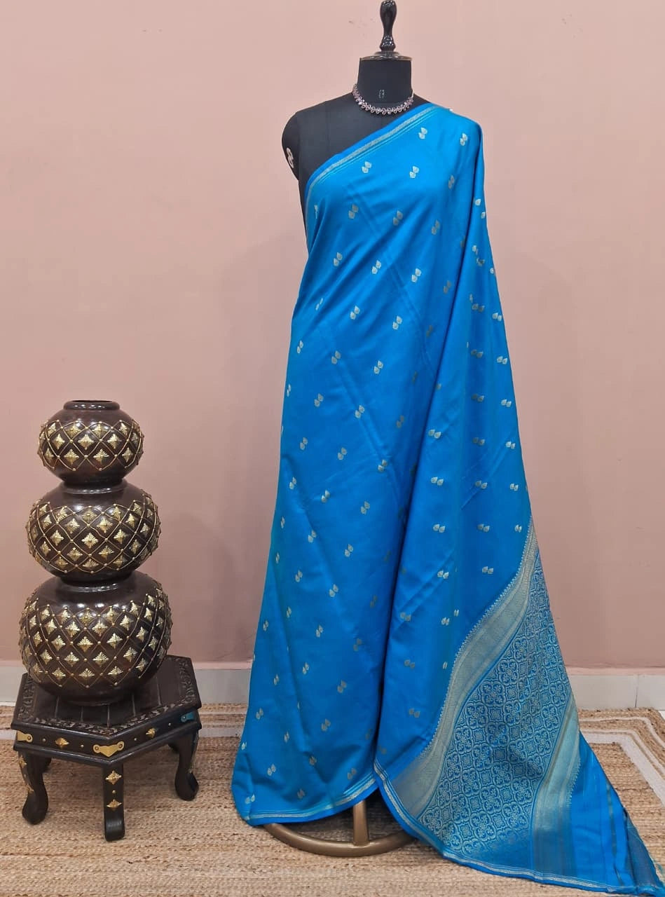 Caribbean Blue Soft Silk Saree