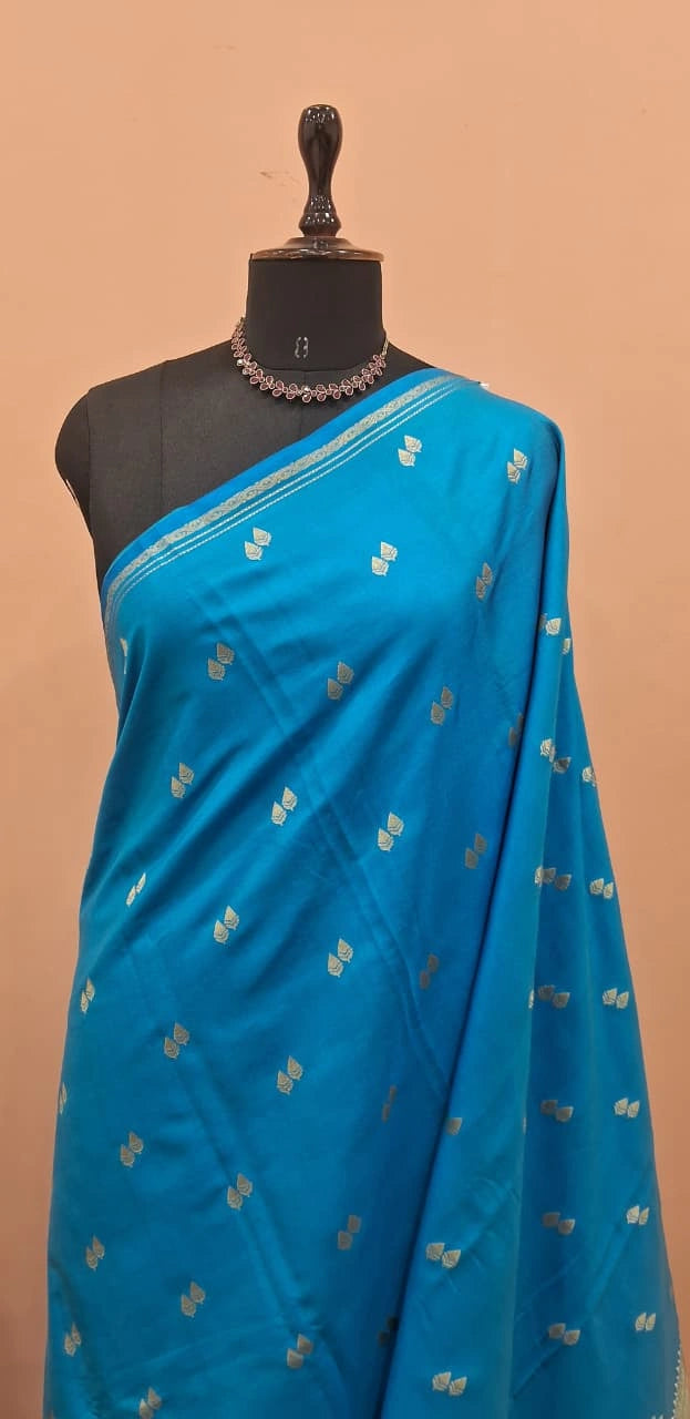 Caribbean Blue Soft Silk Saree 1