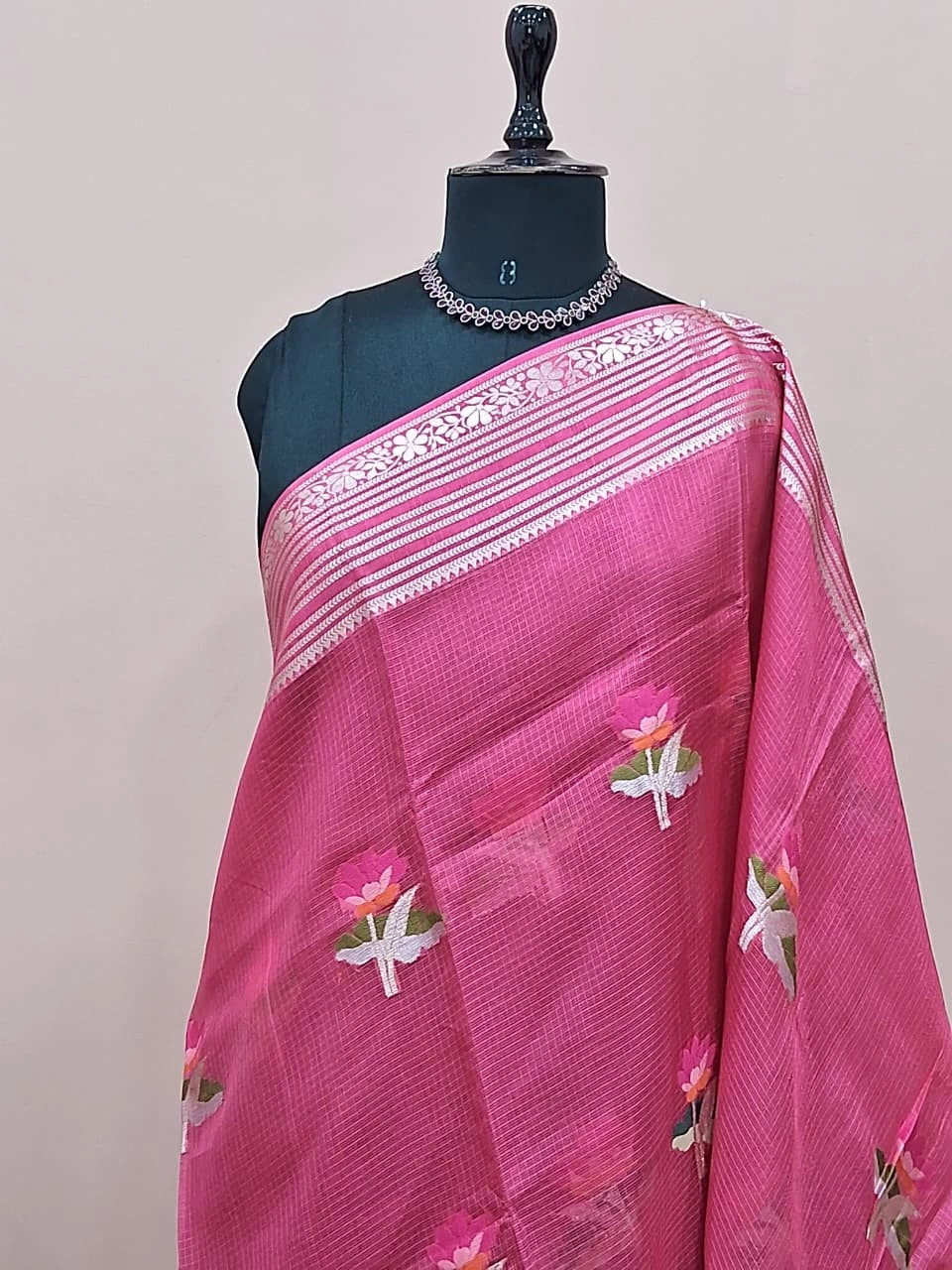 Pink pure silk Kota saree 1
