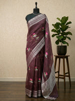 Chocolate brown pure silk Kota