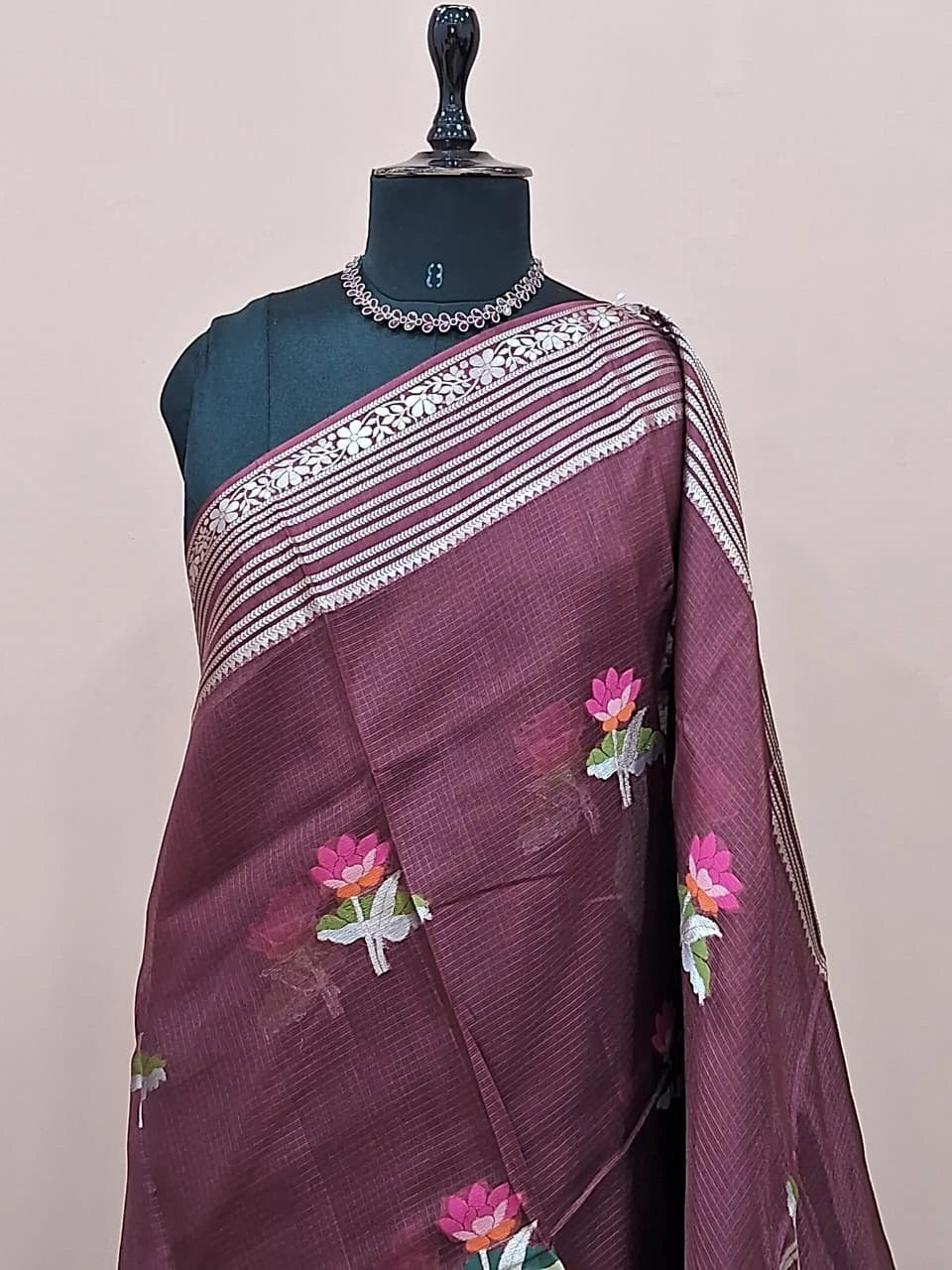 Chocolate brown pure silk Kota 1