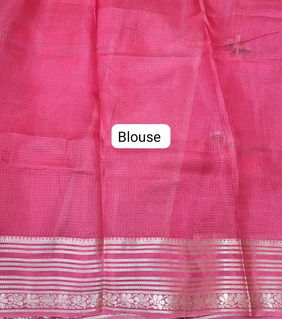 Reddish pink pure silk Kota saree Blouse