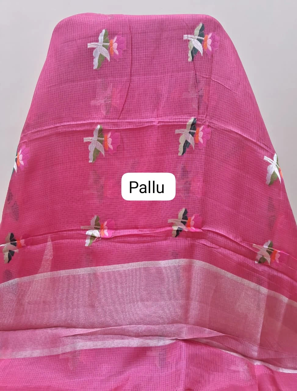 Reddish pink pure silk Kota saree  Pallu