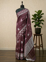 Chocolate brown pure silk Kota saree 