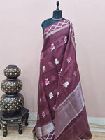 Chocolate brown pure silk Kota saree 