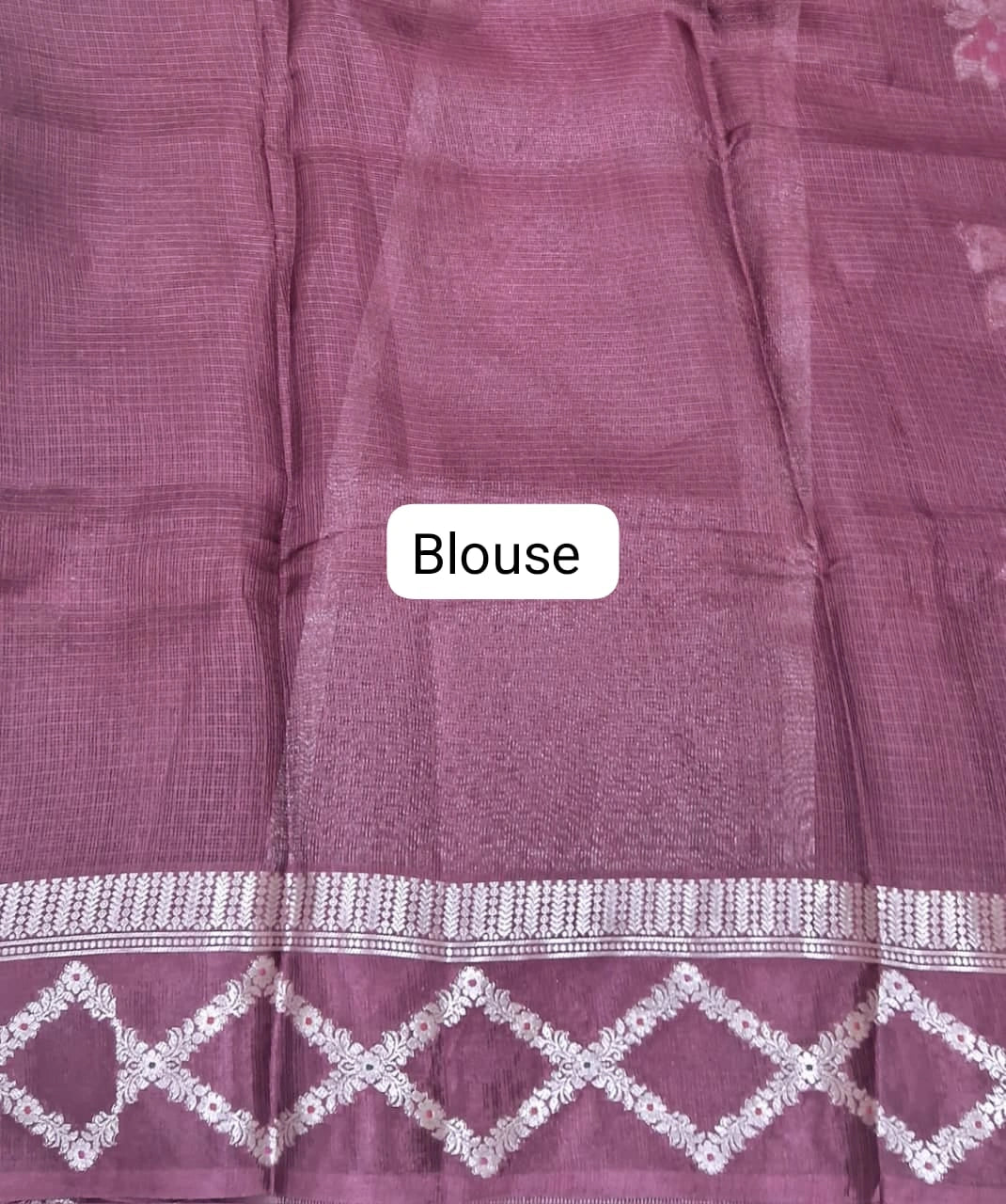 Chocolate brown pure silk Kota saree Blouse
