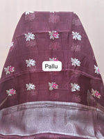 Chocolate brown pure silk Kota saree pallu