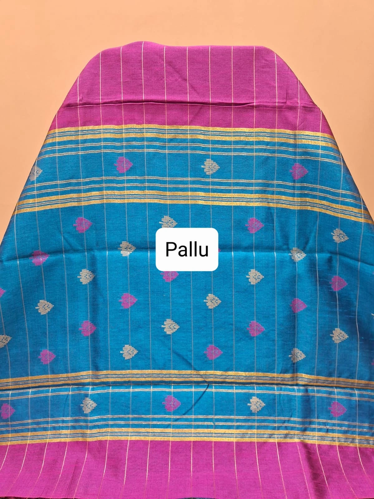 Magenta purple Khadhi semi pattu saree Pallu